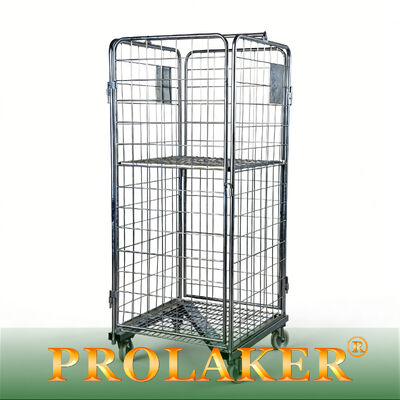 نوع Z Warehouse Roll Cage Customizable Size Load Capacity Foldable Straight Shape برای گردش مواد